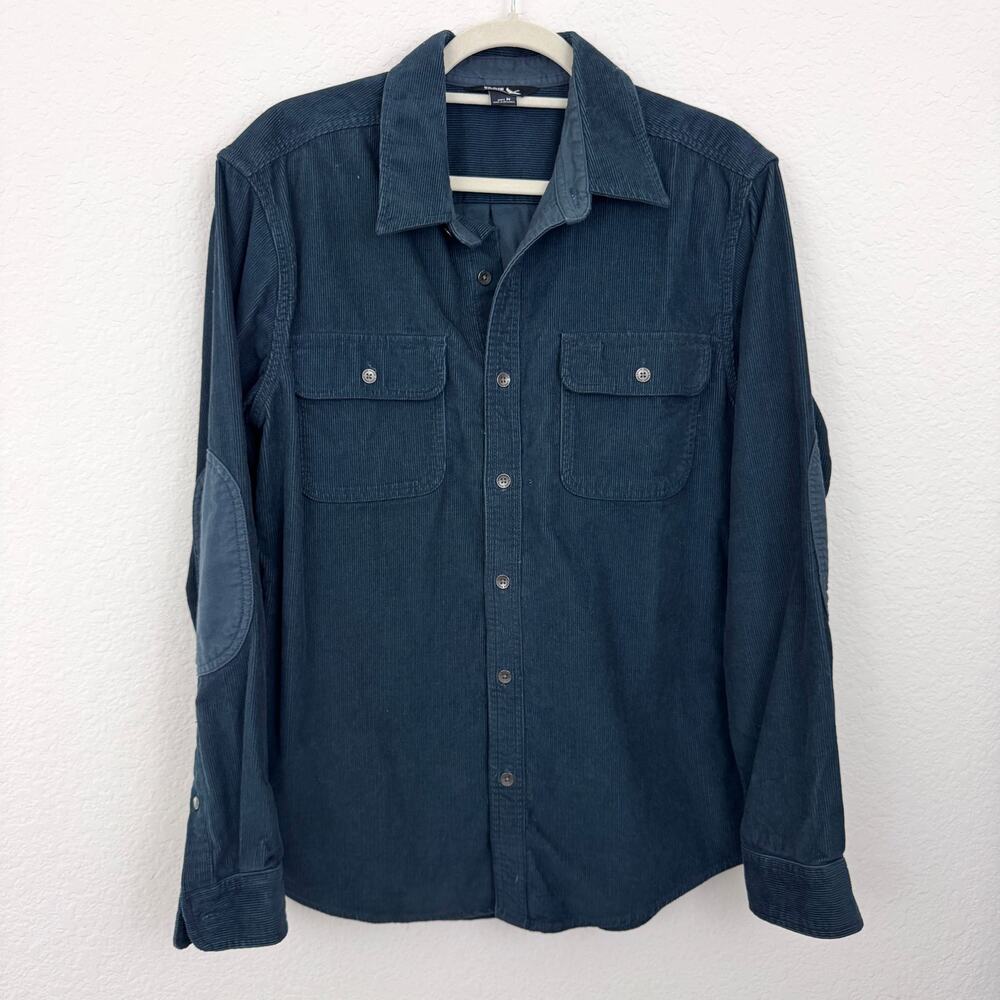 Eddie Bauer Mens Faultline Corduroy Shirt Size M 100% Cotton Trails Active Blue